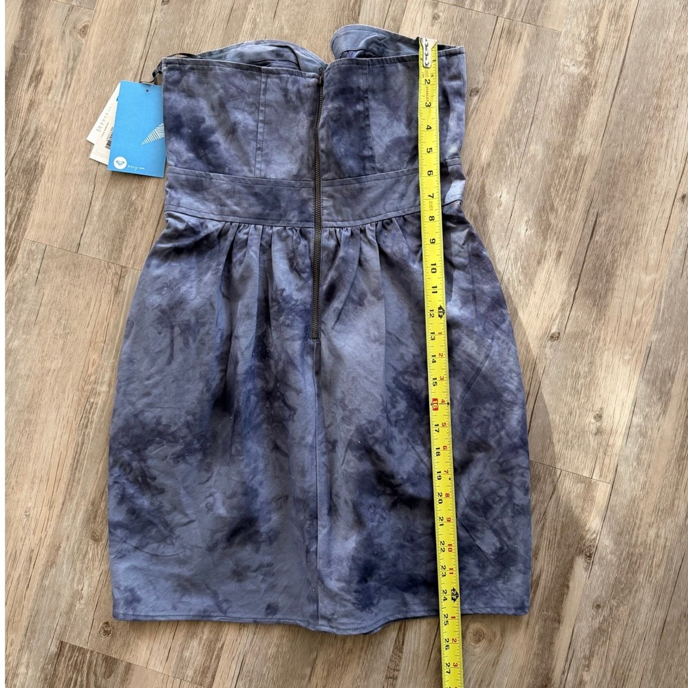 Roxy Women's Strapless Tie-Dye Mini Dress Gray‎ Size 5 Zipper Pocketed Retro NWT - Picture 9 of 11